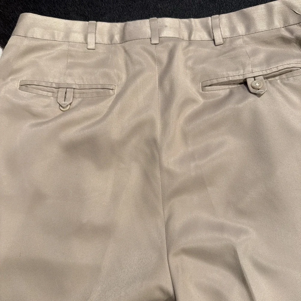 Polo Ralph Lauren Mens 34x30 Beige Cuffed Leg Seam Pleated Trousers Grandpa Pant